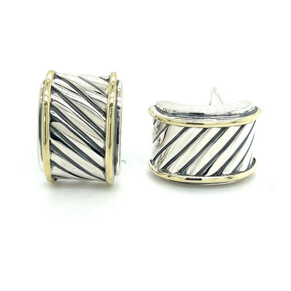 David Yurman Authentic Estate Earrings 14k Gold + Silver...